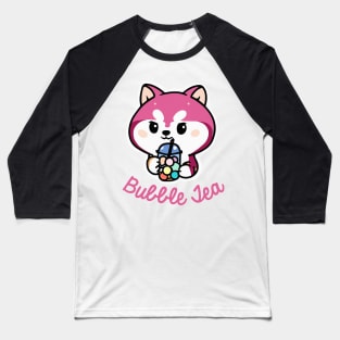 Husky Bubble Tea Dog Owner Retro Funny Dog Baseball T-Shirt